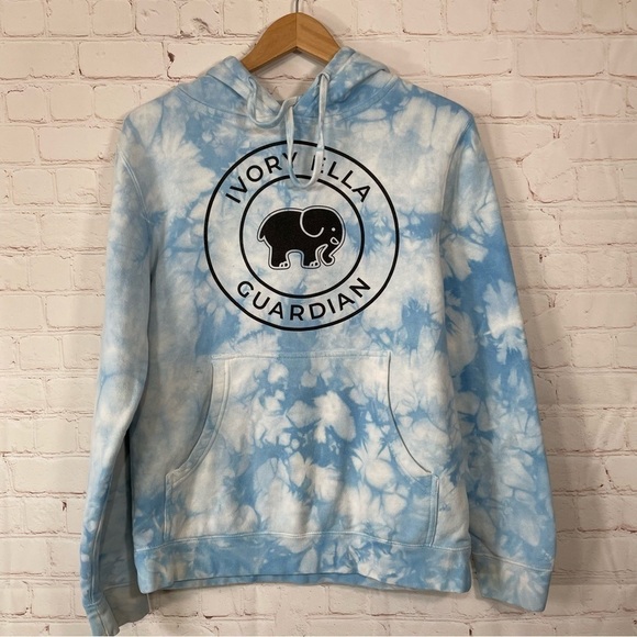 ivory ella Tops - Ivory Ella Hoodie Sweatshirt Womens Size XS Tie Dye Blue Logo Pullover